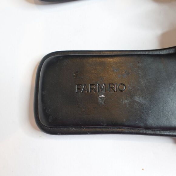 FARM RIO Ruffle Crochet Slide Flat Sandal Black Size 10 - Picture 9 of 11